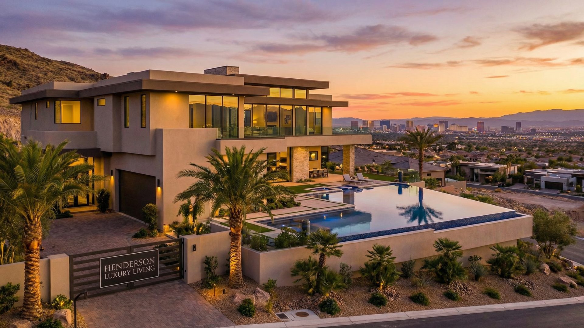 Henderson luxury homes at sunset