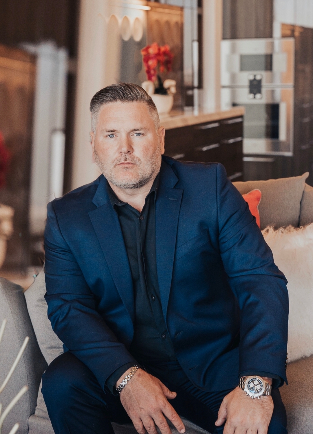 Daryl Hanna lifestyle portrait in blue suit, Las Vegas REALTOR